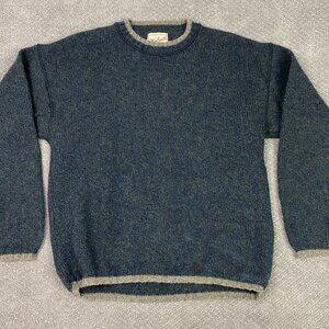 Woolrich Wool Sweater Men's Medium Green Blue Knit Crewneck